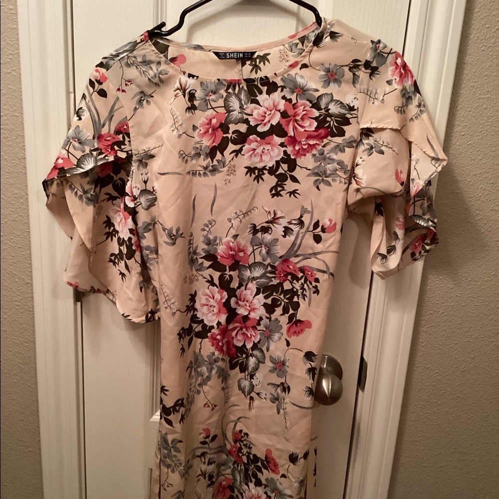 SHEIN Floral Belted Dress